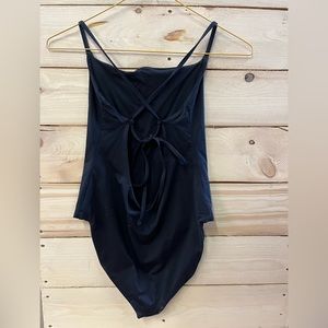 Girlfriend Collective, black one piece swimsuit